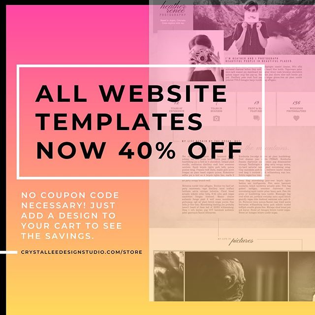 What a crazy time we’re living in! Everyone could use some savings right now so I’ve placed ALL of my Showit website templates on sale from now until the end of April. Choose your design, add it to your cart, and enjoy 40% off. 💙 #linkinbio #weareallinthistogether #supportsmallbusiness #showitdesigner