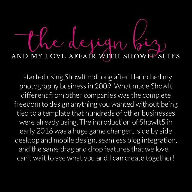 A snippet from the bio page on my website... I’ve been a happy Showiteer for 9 years! 😊🥂#showit #showiteer #showit5